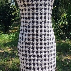 Elegant Black and White Houndstooth Dress